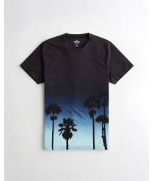 Hollister Navy To Light Blue Ombre Print Tee